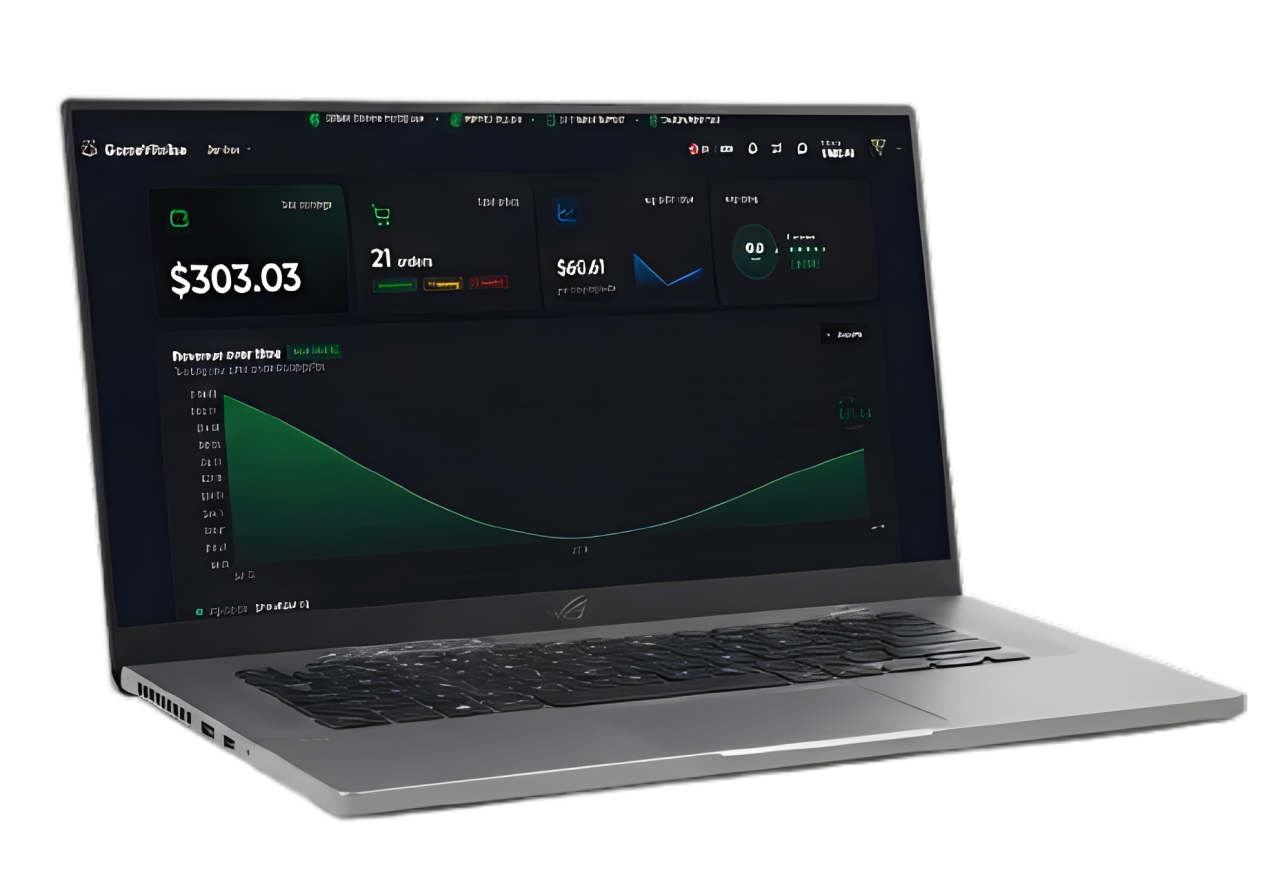 The GameVitalise seller dashboard shown on a laptop